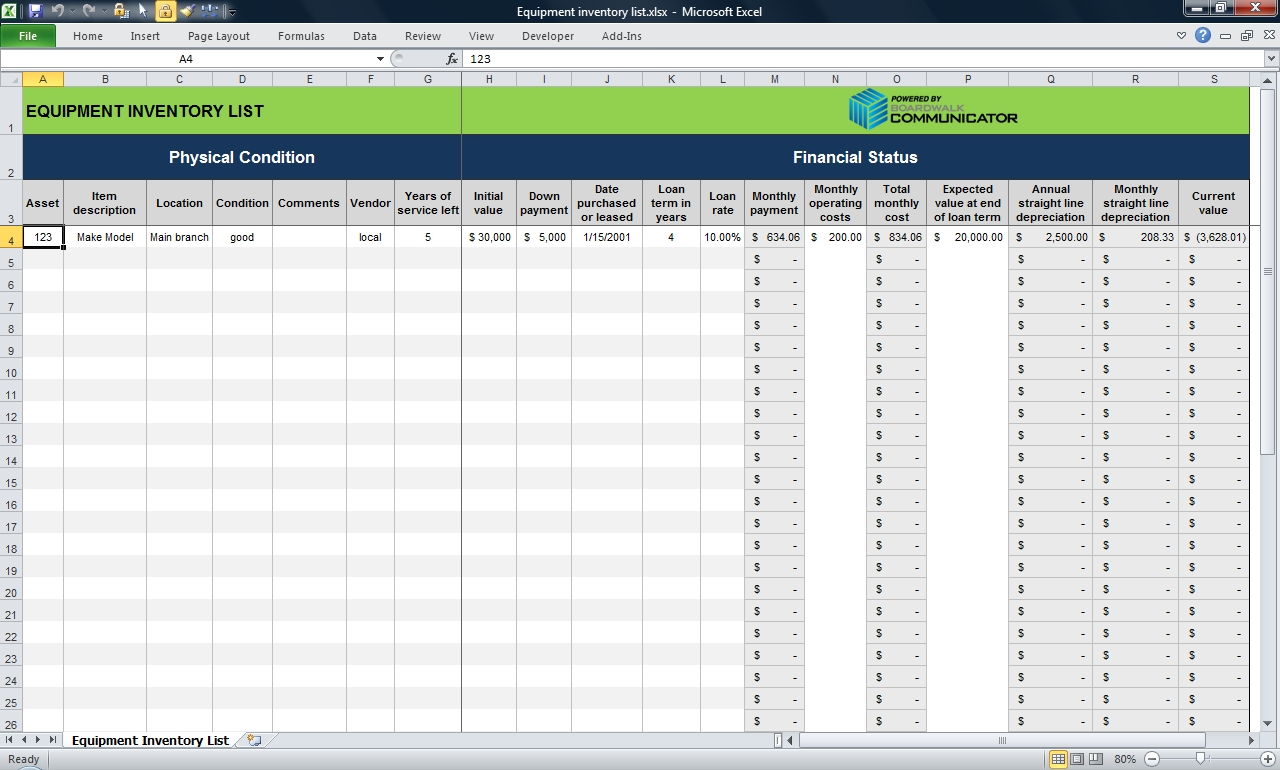 Stock Control Spreadsheet Db excel