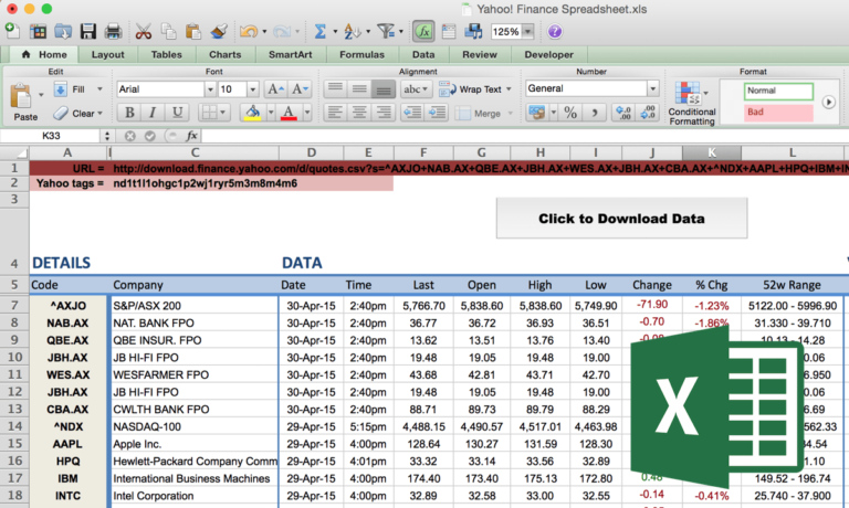 Stock Market Spreadsheet Download — Db 2789