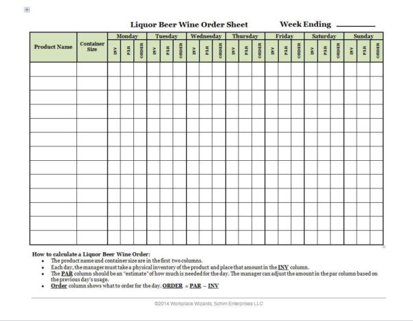 Stocktake Template Spreadsheet Free regarding Sample Bar Inventory Form ...