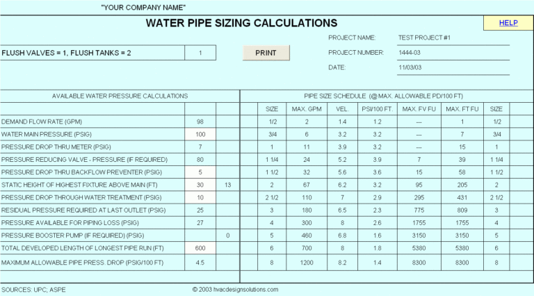 Storm Drain Pipe Sizing Spreadsheet Intended For Hvac Design Solutions ...