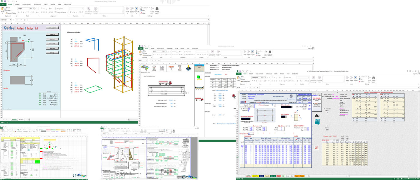 Structural Analysis Excel Spreadsheet Inside Premium Civil Engineering Spreadsheets Collection  Civil