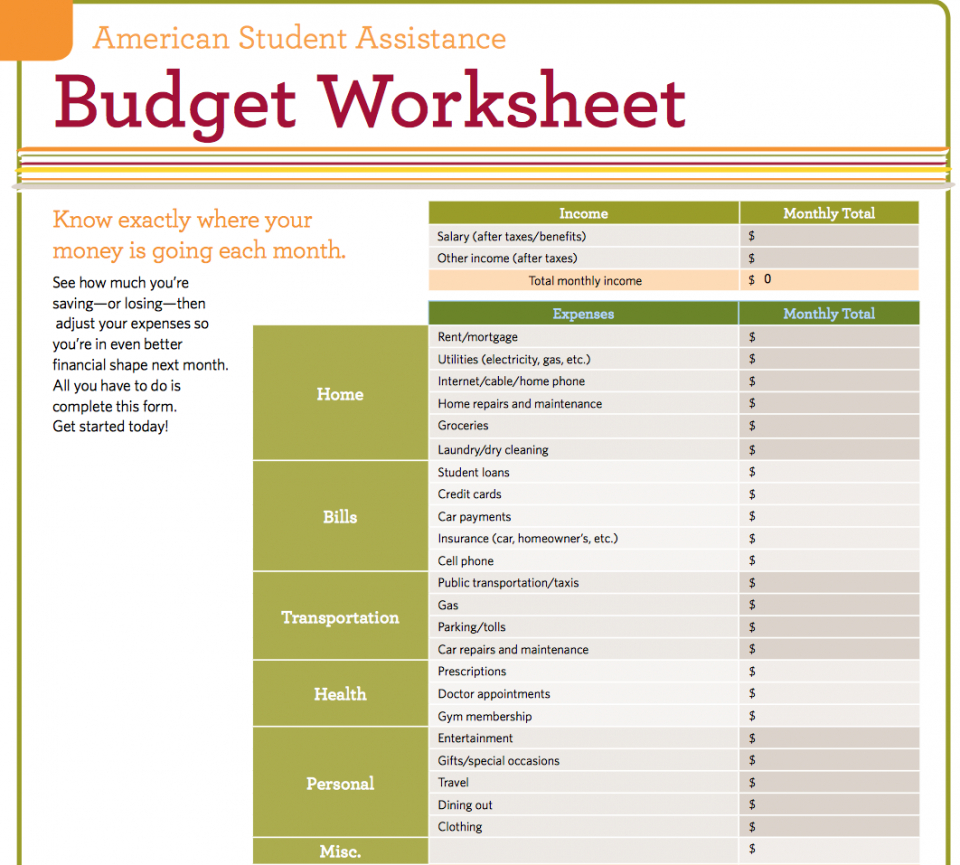 Student Budget Spreadsheet pertaining to Spreadsheet Example Of Student