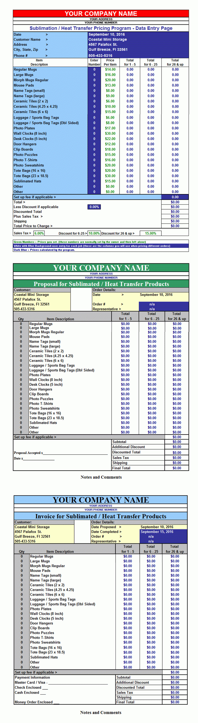 Sublimation Pricing Spreadsheet Regarding Sublicalc Sublimation Business Quote And Invoicing Spreadsheet Program