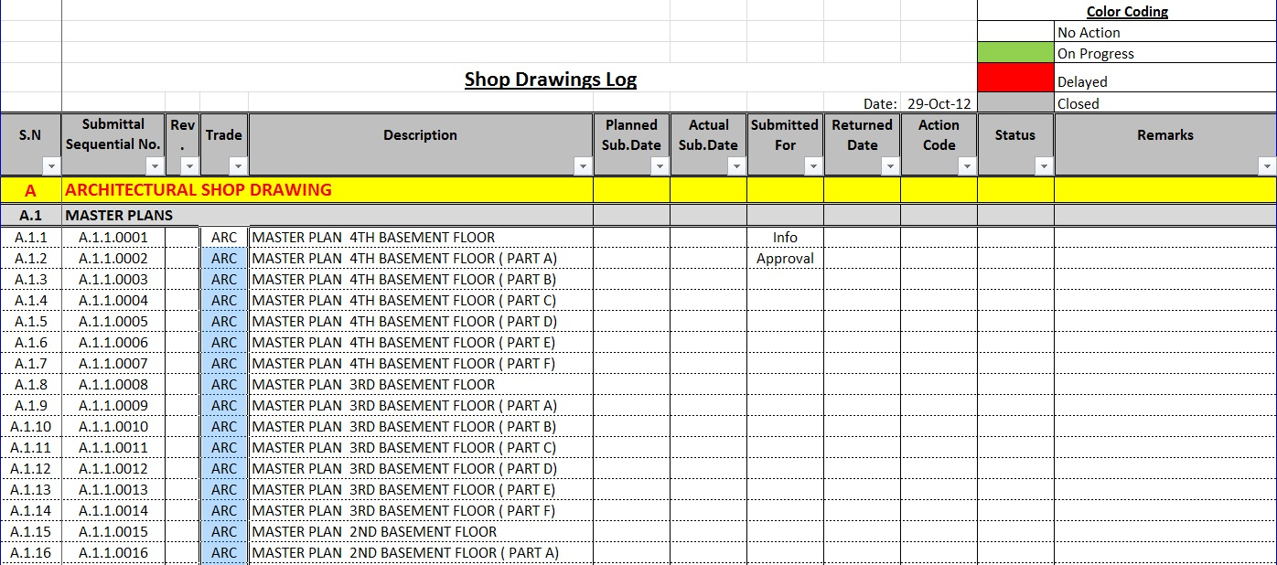 Submittal Tracking Spreadsheet throughout How To Create A Shop Drawings