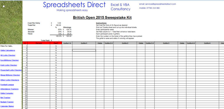 Sweepstakes Tracking Spreadsheet Db Excel