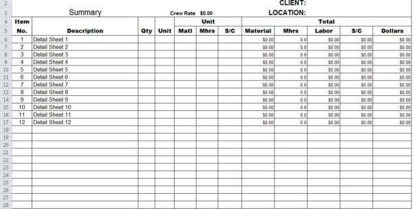 Take Off Spreadsheet With Piping Material Take Off Spreadsheet And Pipe ...