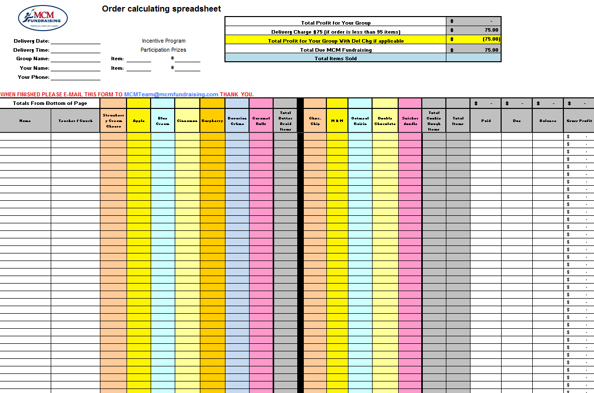 Tally Spreadsheet For Tally And Submit Your Order