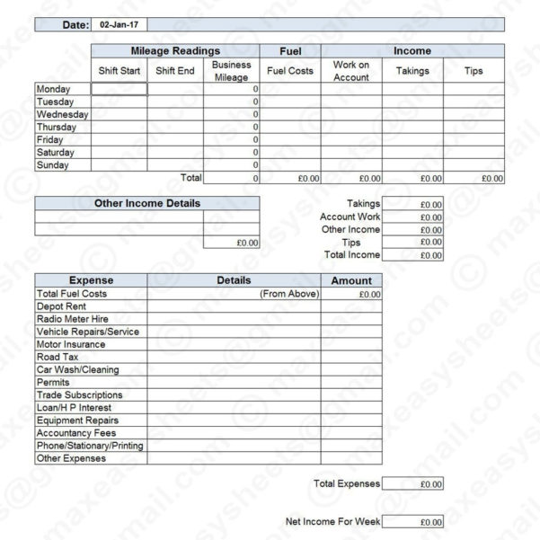 Taxi Driver Spreadsheet Intended For Free Spreadsheet Templates Free 