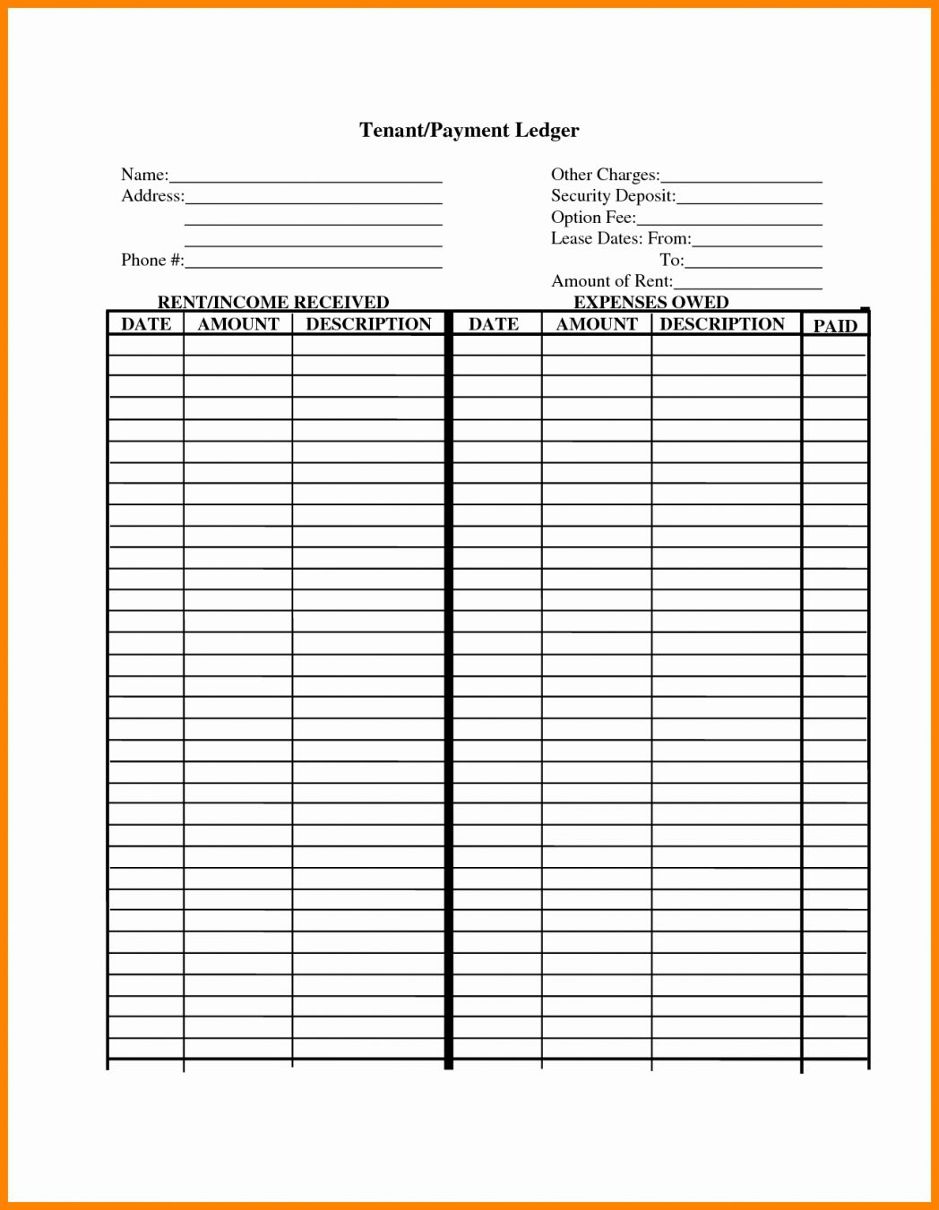 Free Rent Ledger Template Word