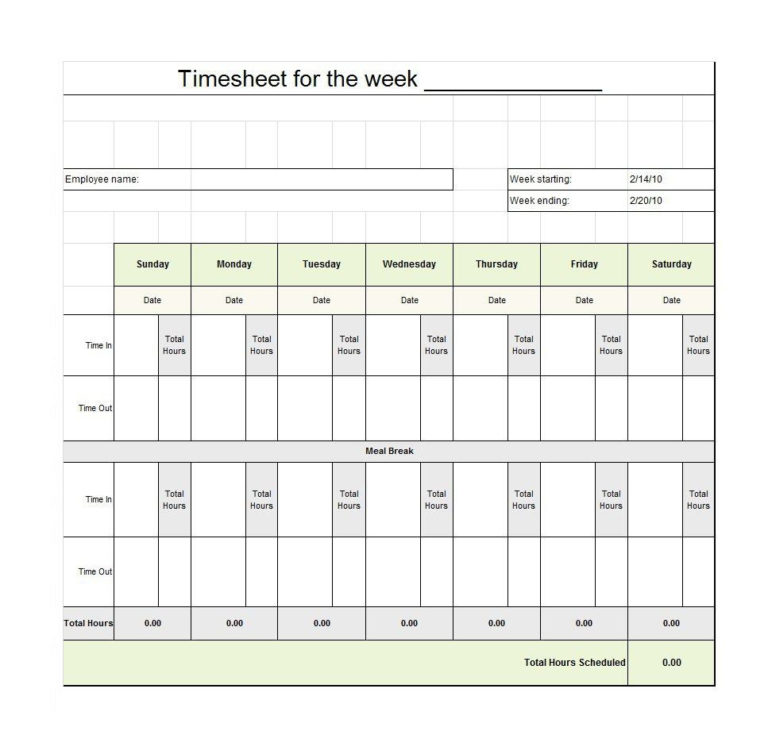 Time In Lieu Tracking Spreadsheet throughout 40 Free Timesheet / Time