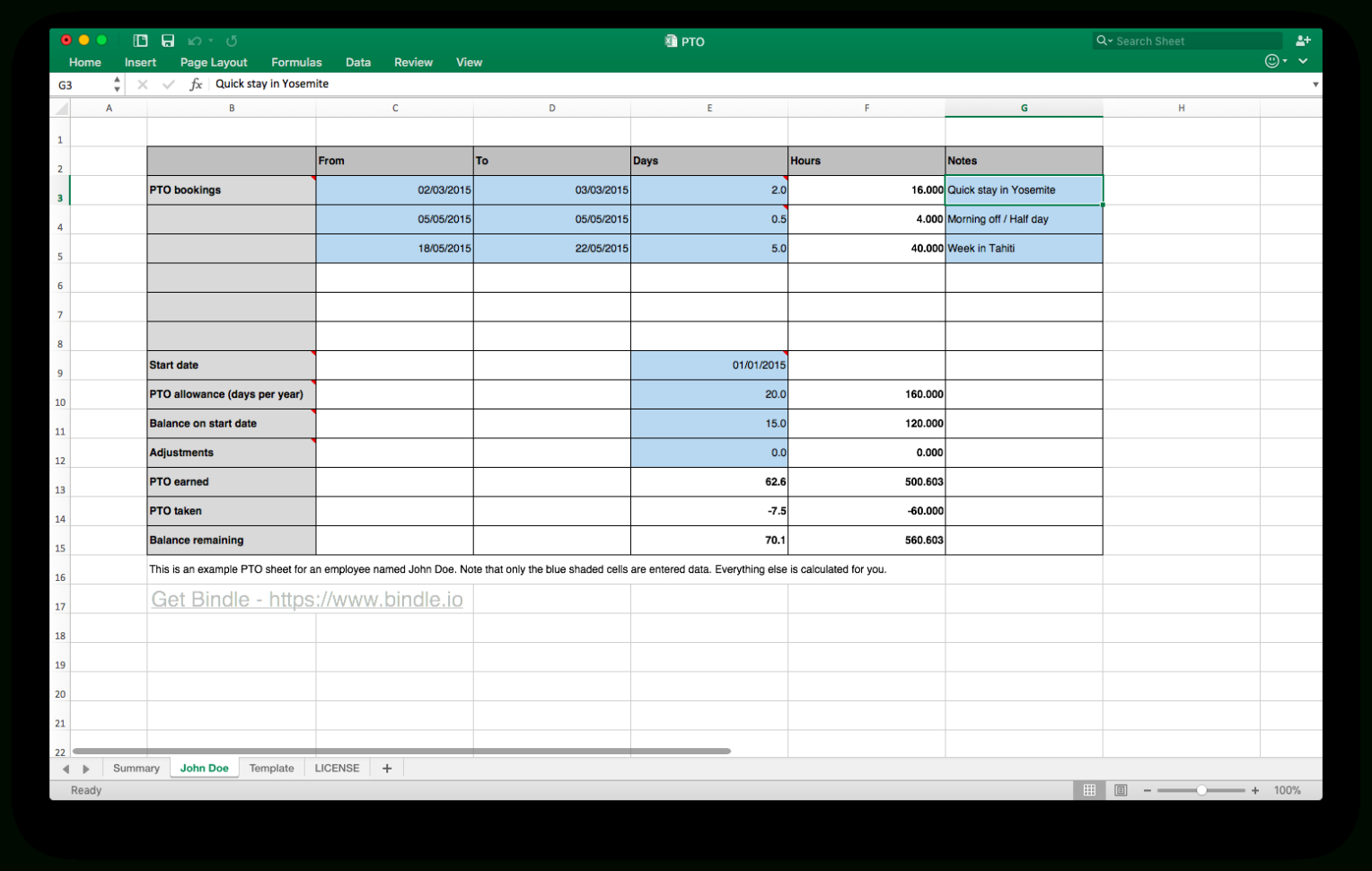 Time Off Spreadsheet With Free Time Off Tracker  Bindle