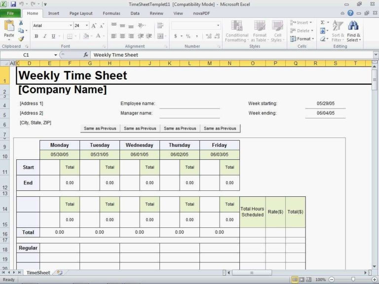 Timesheet Spreadsheet Formula with Excel Timesheet Template With ...