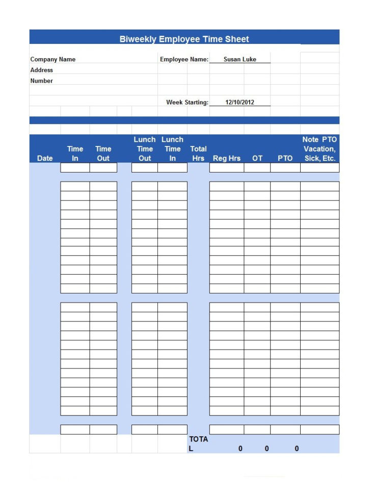 Timesheet Spreadsheet Free With Regard To 40 Free Timesheet / Time Card Templates  Template Lab