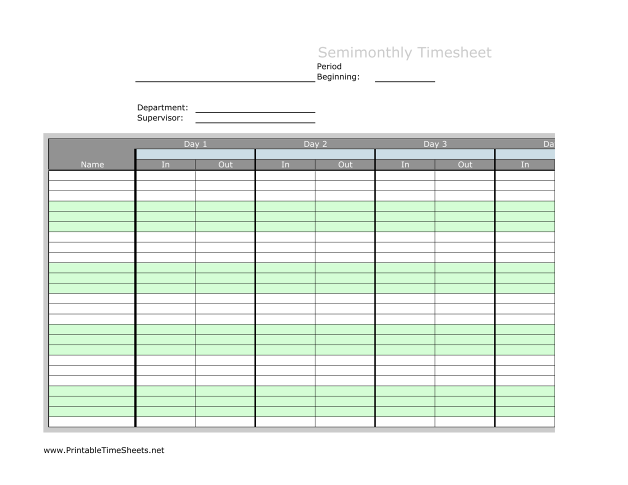 Timesheet Spreadsheet Pertaining To Download Semimonth Timesheet Template  Excel  Pdf  Rtf  Word