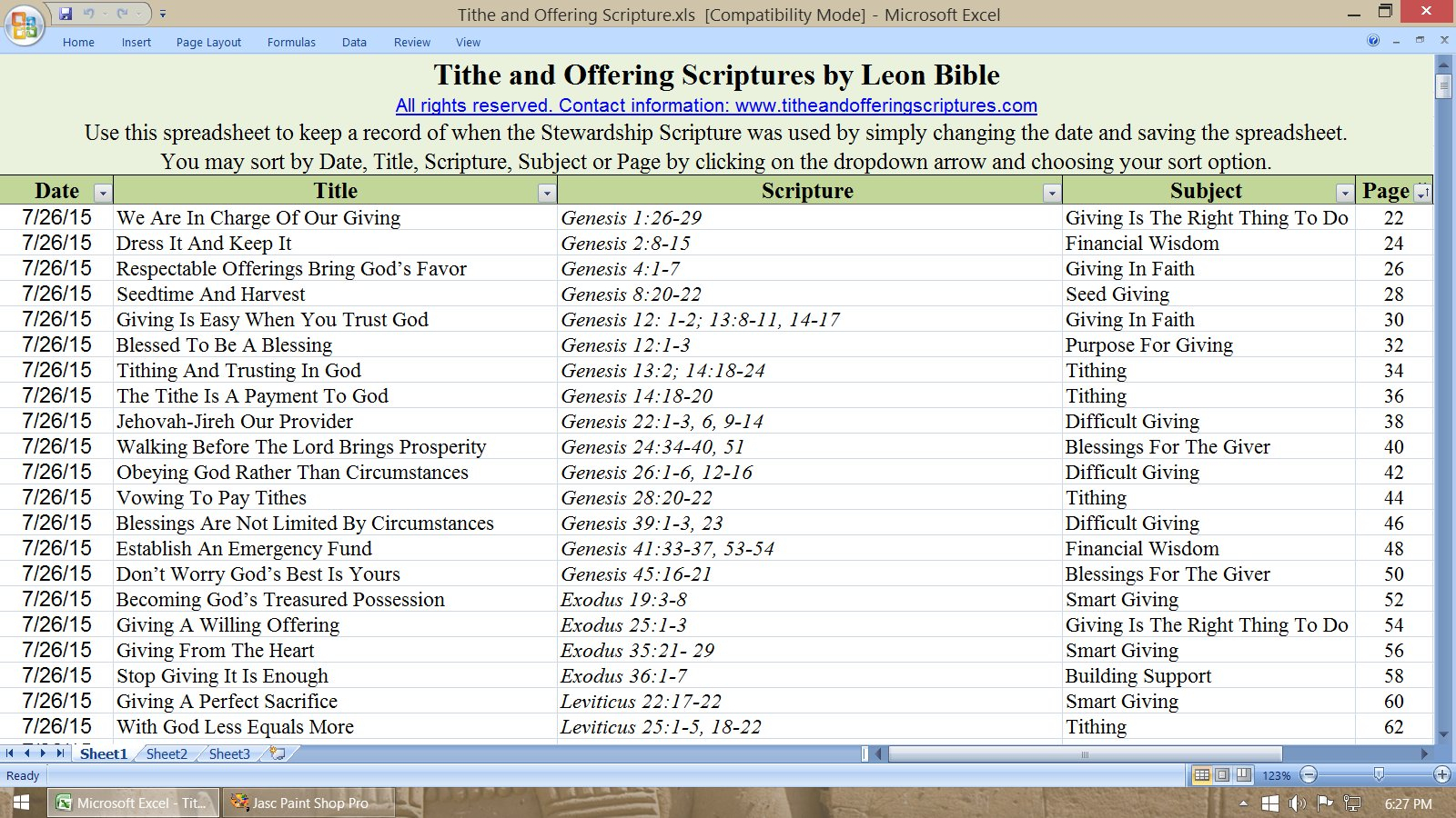 Tithing Spreadsheet Example Intended For Tithe And Offering Scriptures The Complete Collection