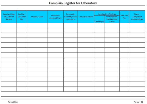 Tracking Complaints Excel Spreadsheet intended for Track Customer ...