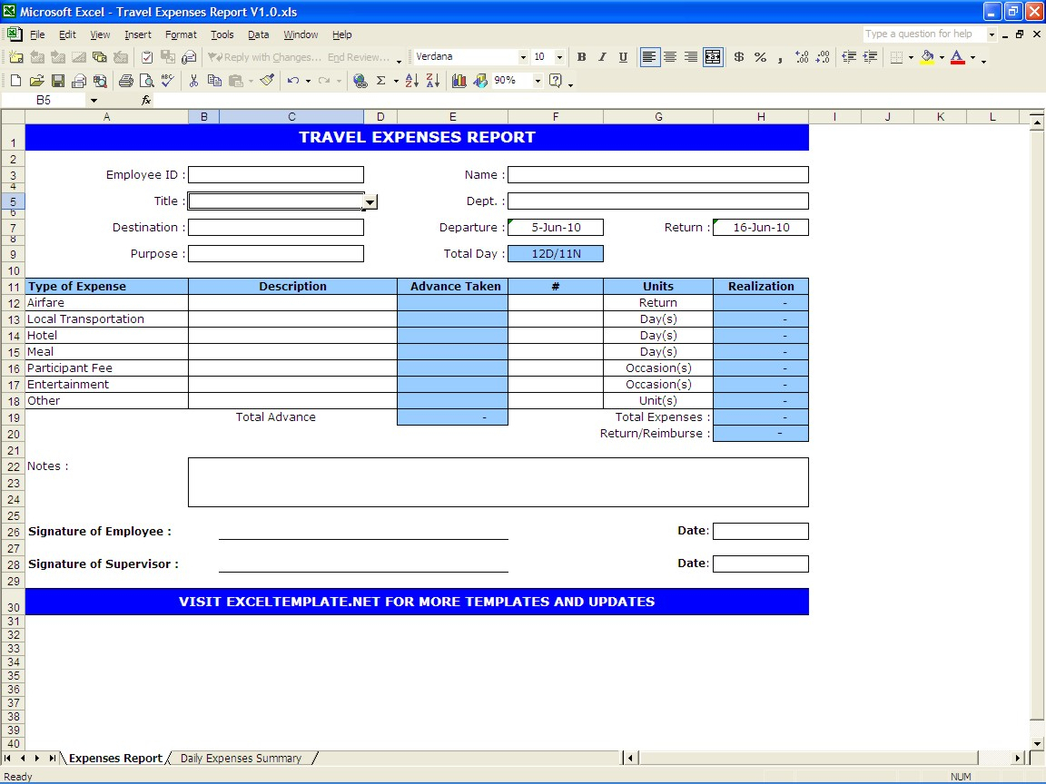 Travel Expense Tracker Spreadsheet Regarding Travel Expenses Report  Excel Templates
