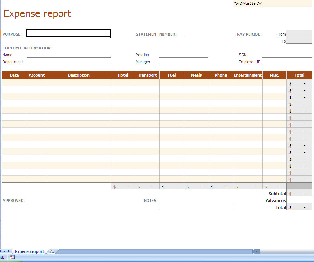 Travel Expenses Spreadsheet Template intended for Expense Report Free