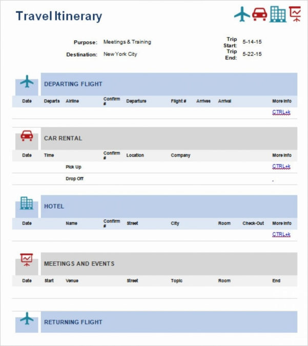 Travel Itinerary Spreadsheet within 1213 Travel Itineraries Templates ...