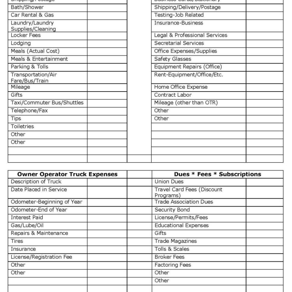 Trucking Business Expenses Spreadsheet Regarding Trucking Business Expenses Spreadsheet And Free Trucking Spreadsheet