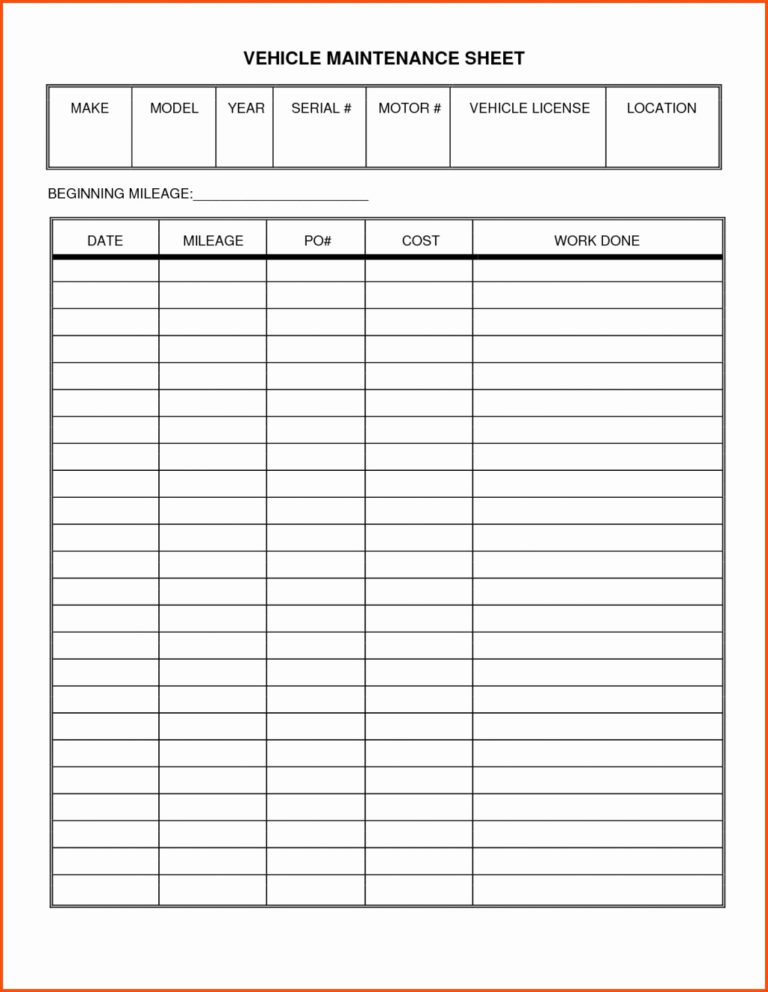 Trucking Excel Spreadsheet In Truck Maintenance Spreadsheet Vehicle Log ...