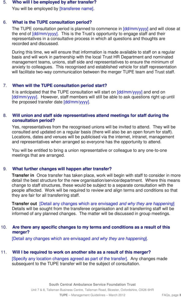 Tupe Due Diligence Spreadsheet For Hr Management Guidelines Hr/d02 Tupe  Pdf