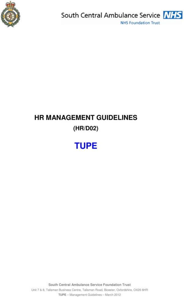 Tupe Due Diligence Spreadsheet In Hr Management Guidelines Hr/d02 Tupe  Pdf