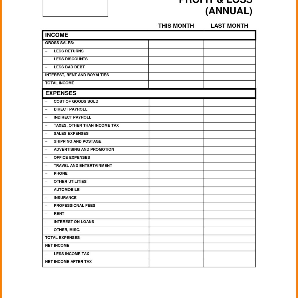 Uber Driver Profit Spreadsheet Intended For 8 Blank Profit And Loss