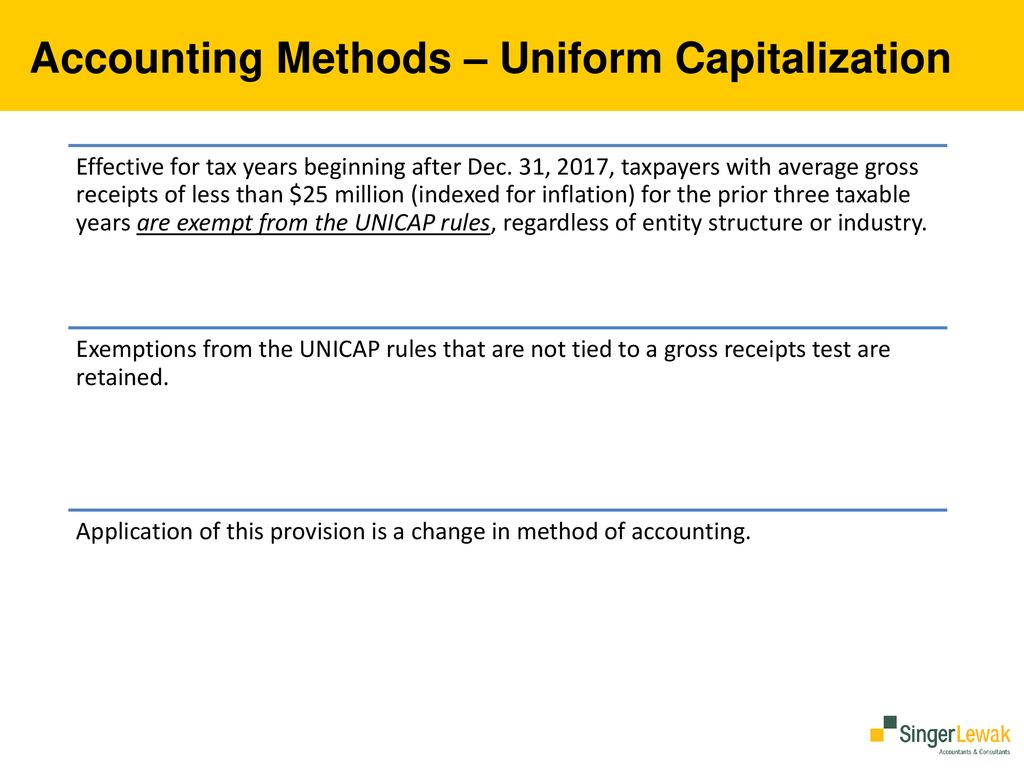 Unicap Calculation Spreadsheet With Regard To 2017 Tax Cuts And Jobs Act.  Ppt Download