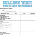 University Comparison Spreadsheet With College Visit Checklist Worksheet  Familyeducation