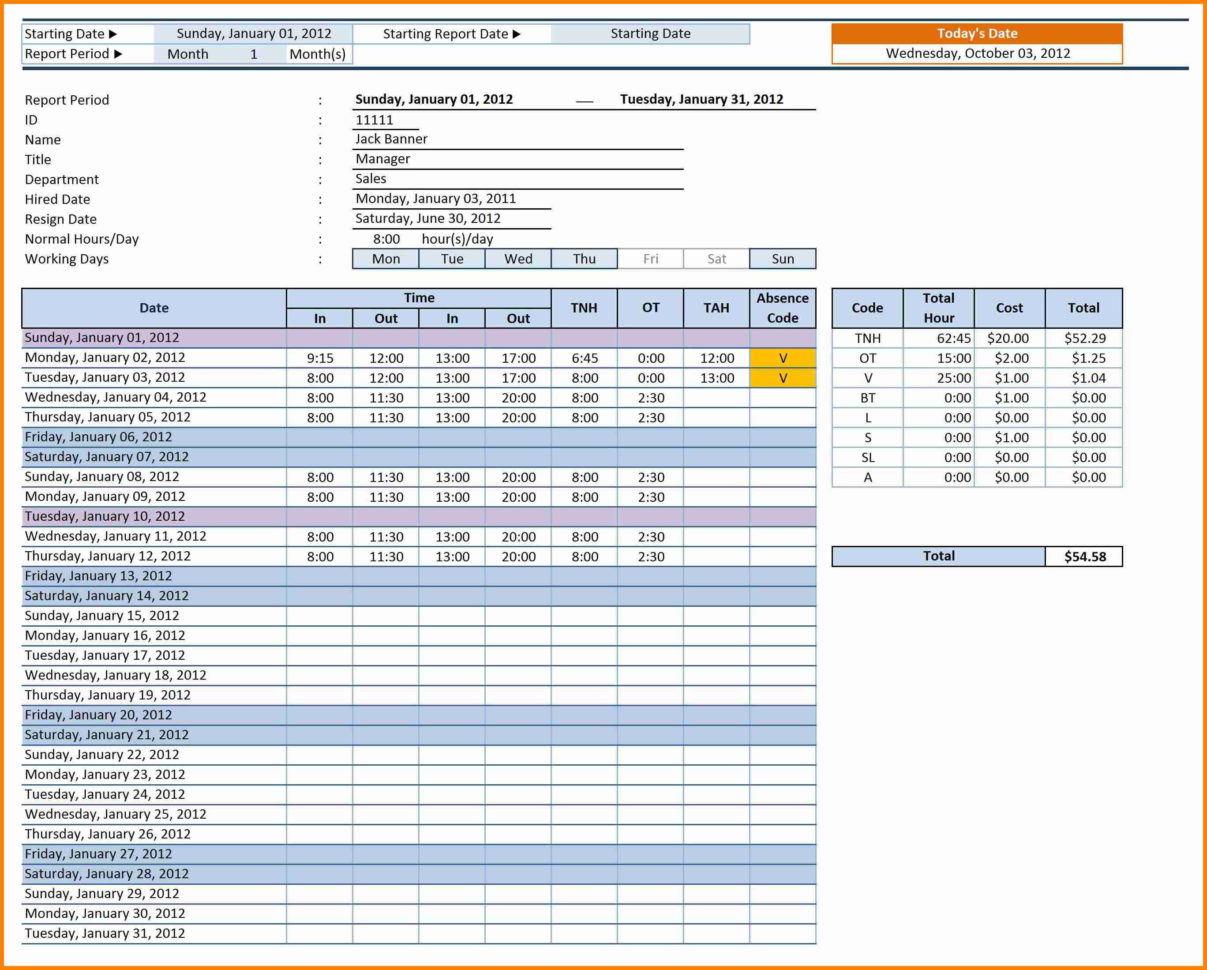 Vacation And Sick Time Tracking Spreadsheet —