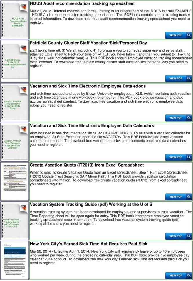Vacation And Sick Time Tracking Spreadsheet Intended For Vacation And Sick Accrual Tracking Spreadsheet Template  Pdf