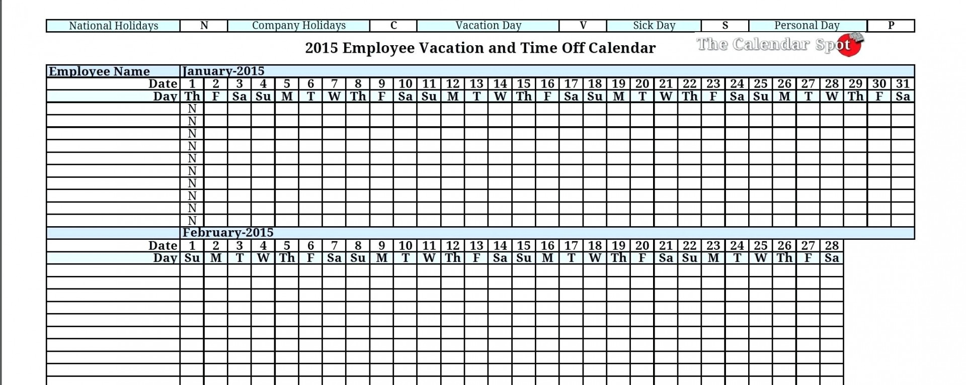 Vacation Spreadsheet Template pertaining to 014 Employee Vacation Planner Template Excel Ideas Business