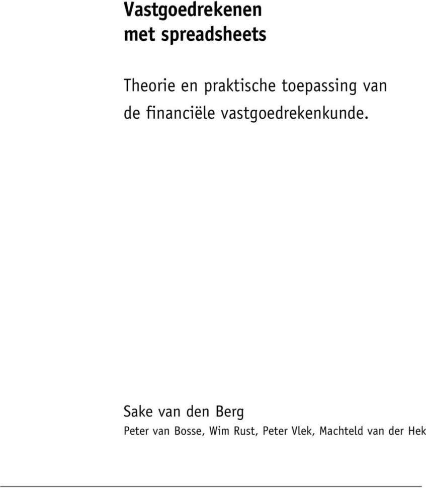 Vastgoedrekenen Met Spreadsheets Pdf Regarding Vastgoedrekenen Met Spreadsheets  Pdf