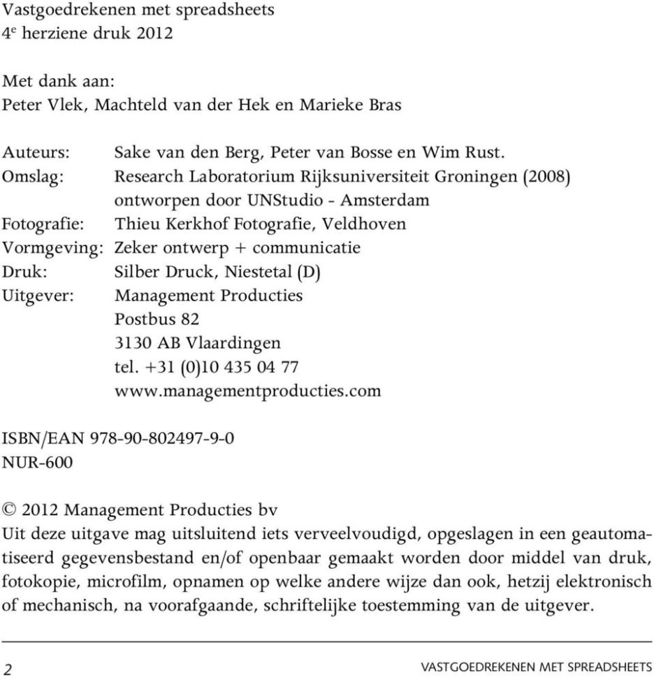 Vastgoedrekenen Met Spreadsheets Pdf Within Vastgoedrekenen Met Spreadsheets  Pdf