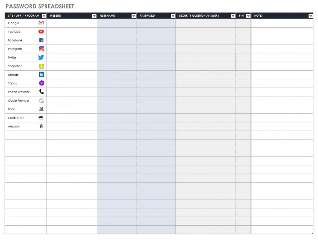 Vat Spreadsheet In Free Password Templates And Spreadsheets Smartsheet Ic Spreadsheet