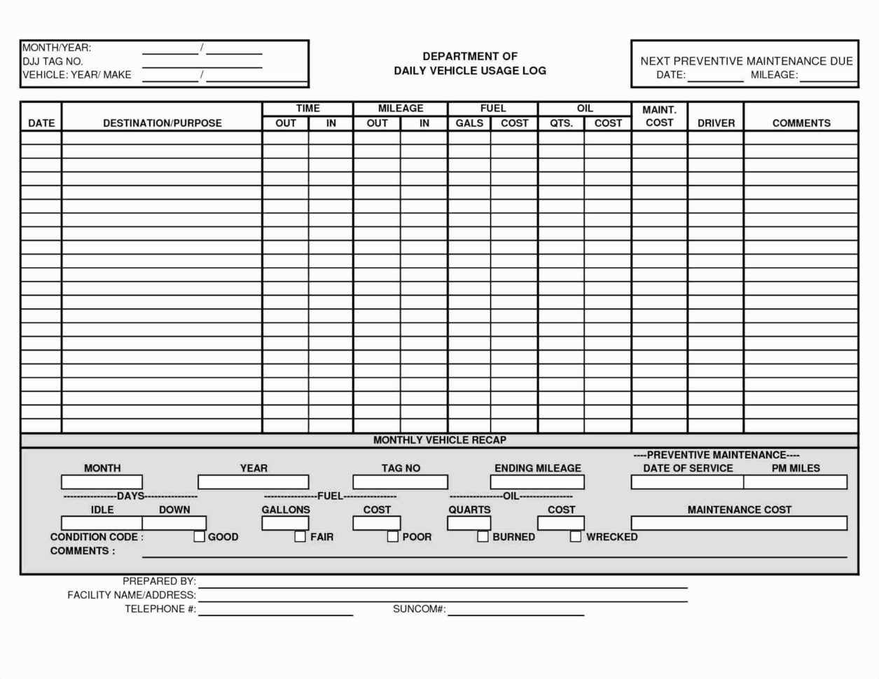 Vehicle Fleet Management Spreadsheet Pertaining To Truck Maintenance Spreadsheet Fleet Management Excel Free Template
