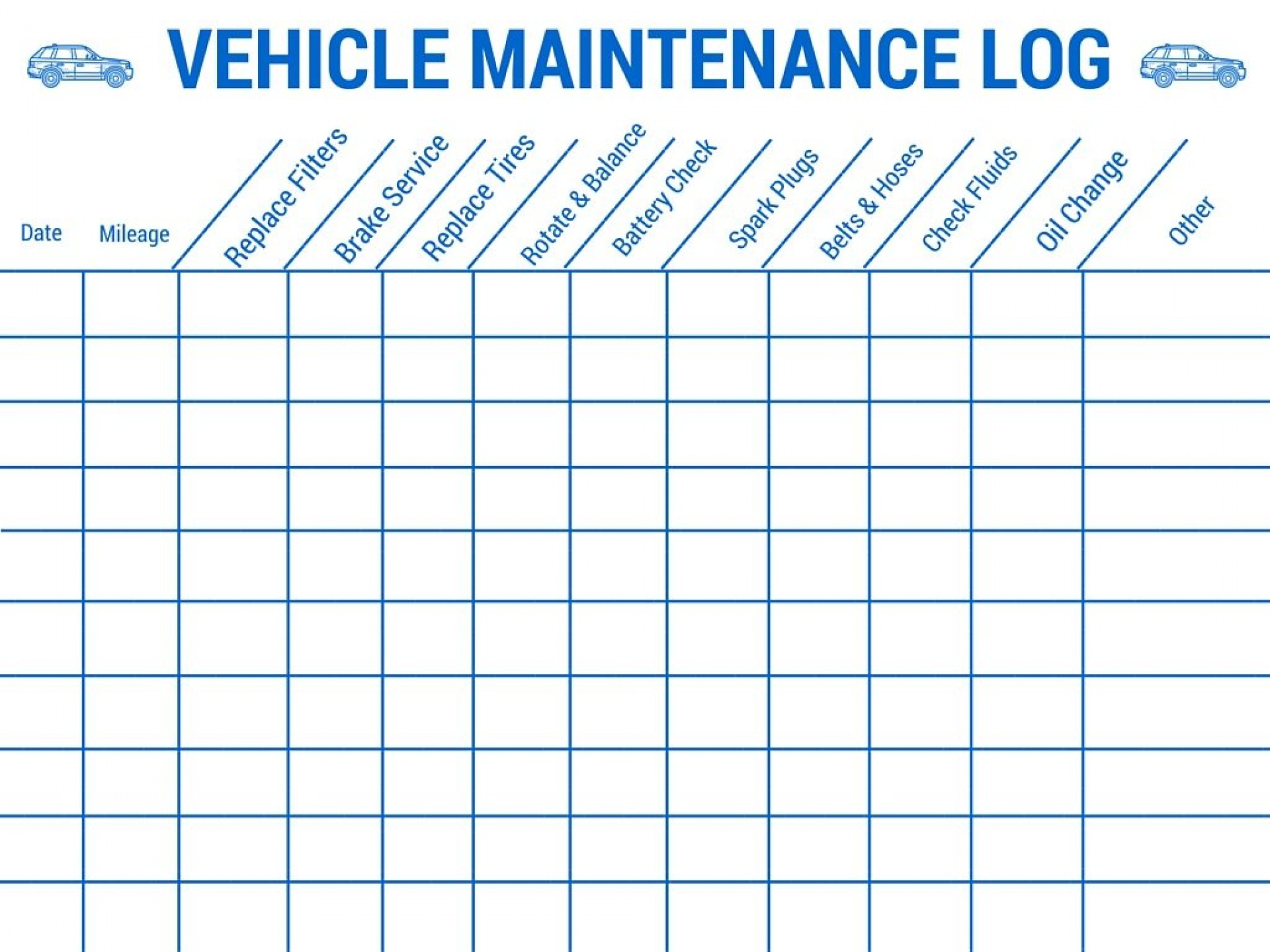 Vehicle Maintenance Tracking Spreadsheet —