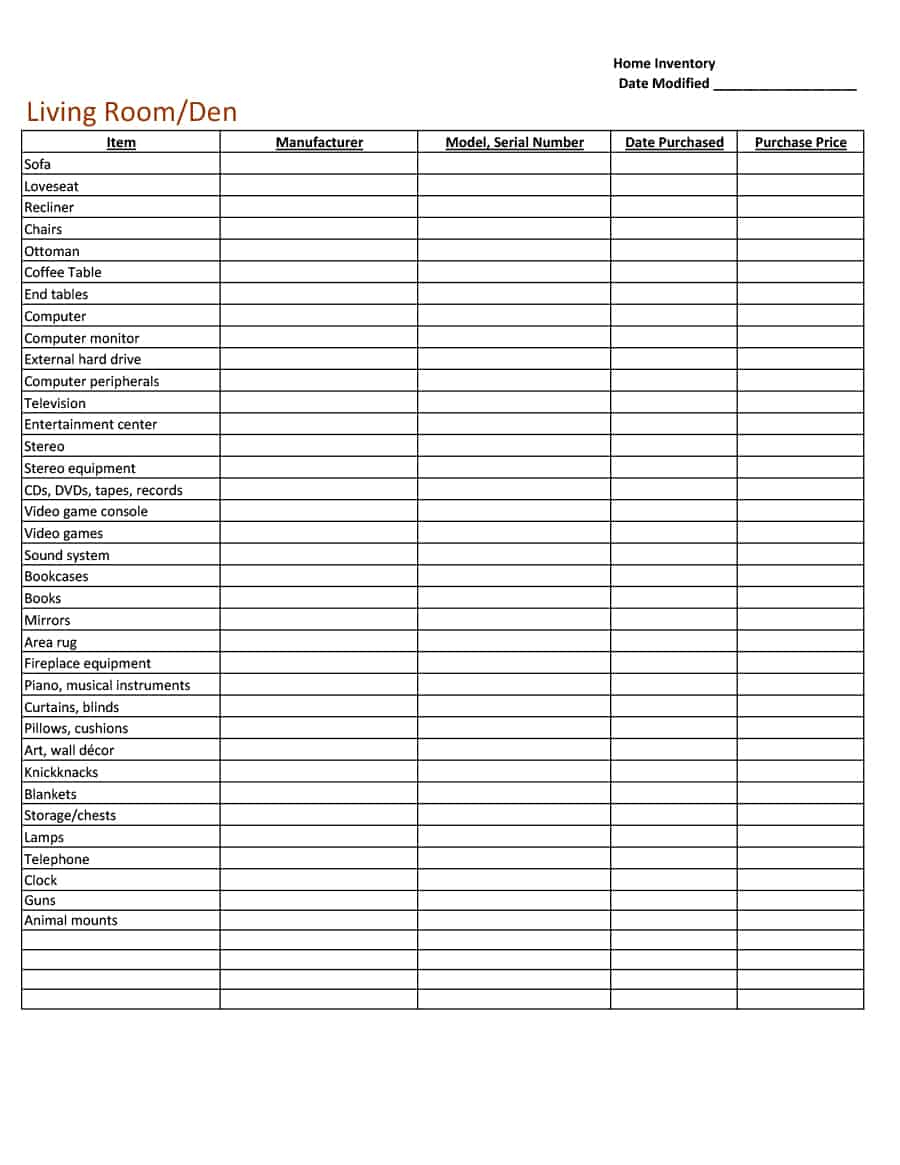 Video Game Inventory Spreadsheet For 45 Printable Inventory List Templates [Home, Office, Moving]