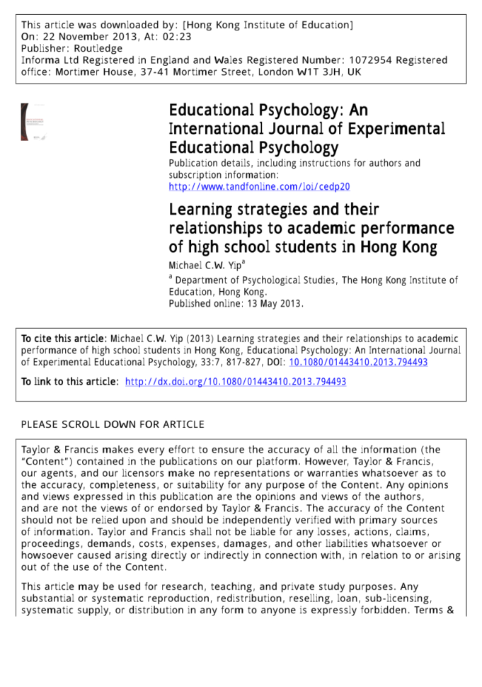 Vip Financial Education Spreadsheet Download Intended For Pdf A Study Of Factors Influencing Students' Academic Performance
