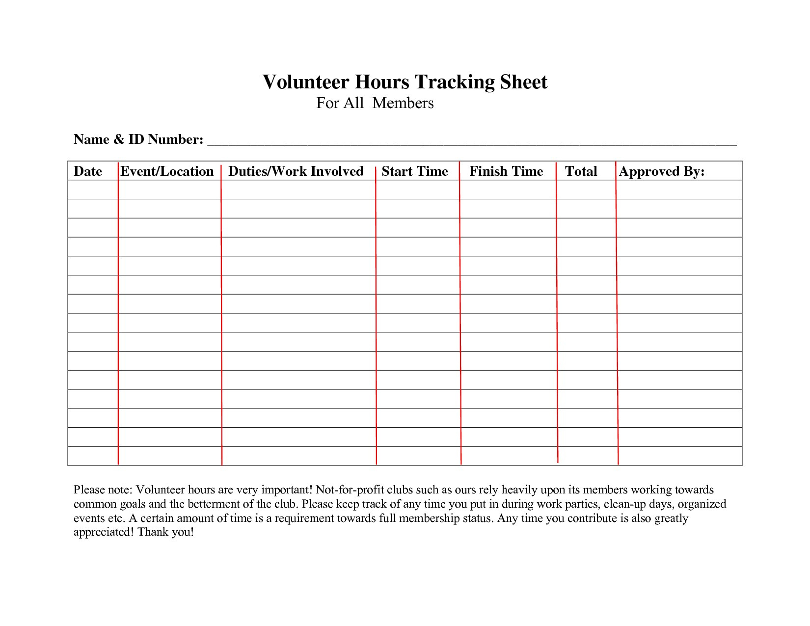Volunteer Hour Tracking Spreadsheet db excel com