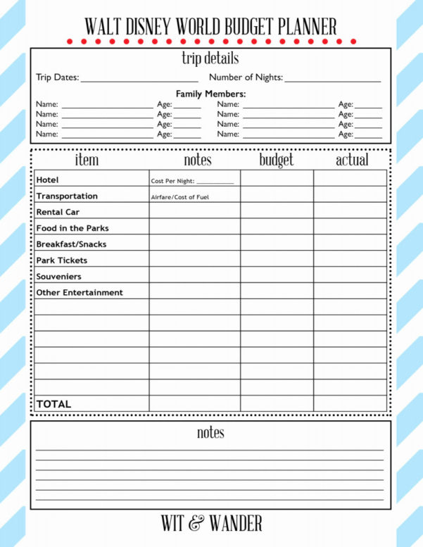 Walt Disney World Planning Spreadsheet Google Spreadshee walt disney ...