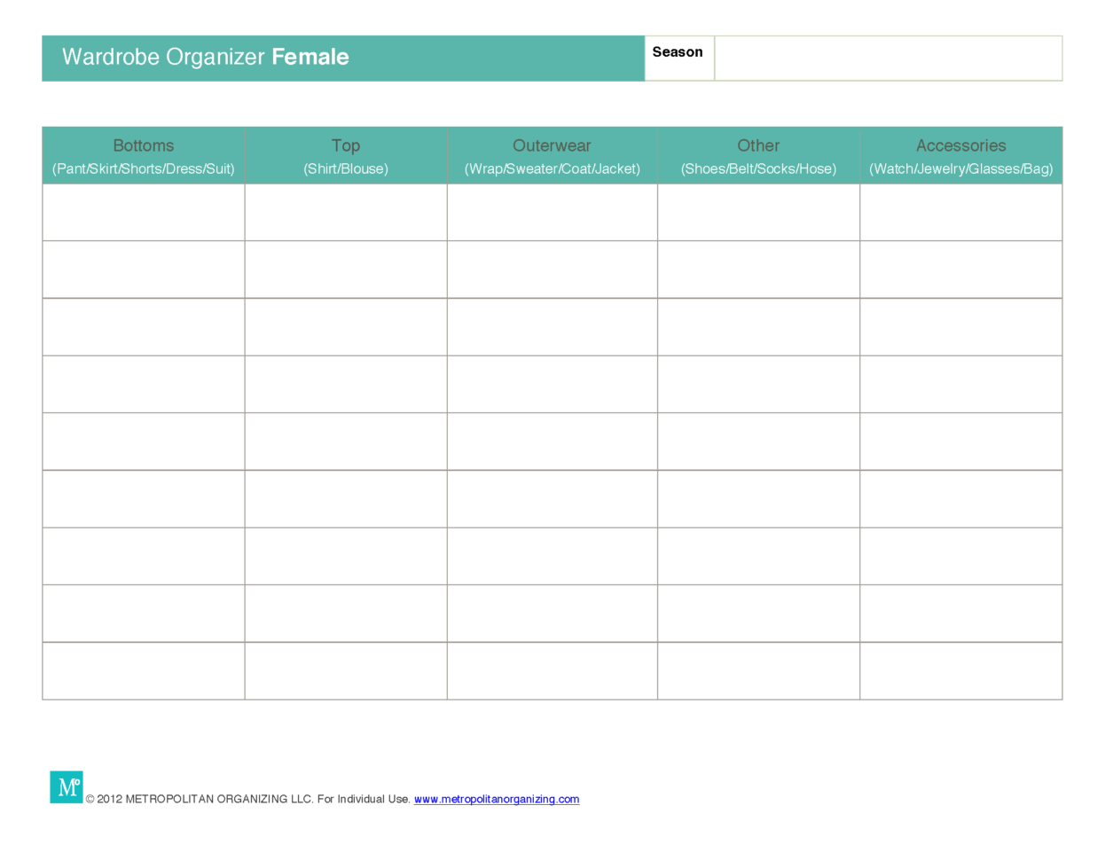 Wardrobe Organizer Spreadsheet For Capsule Wardrobe Planning Worksheets: Essential Wardrobe Tools
