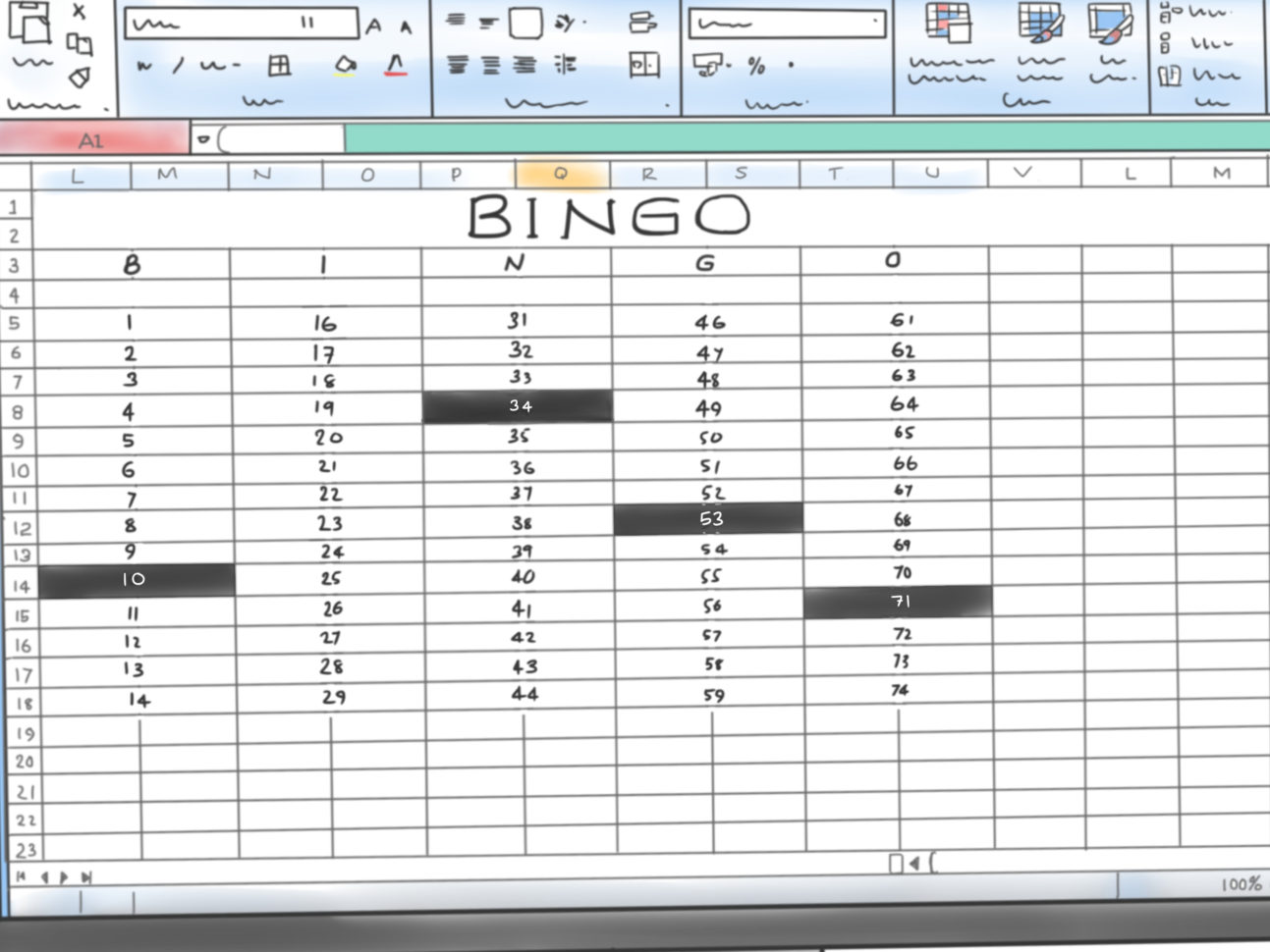 Weather Excel Spreadsheet Within How To Make A Bingo Game In Microsoft Office Excel 2007: 9 Steps