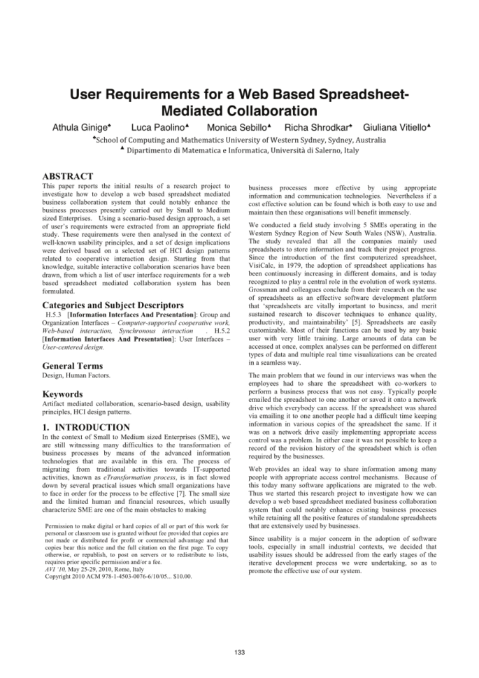 Web Based Spreadsheet Intended For Pdf User Requirements For A Web Based Spreadsheetmediated