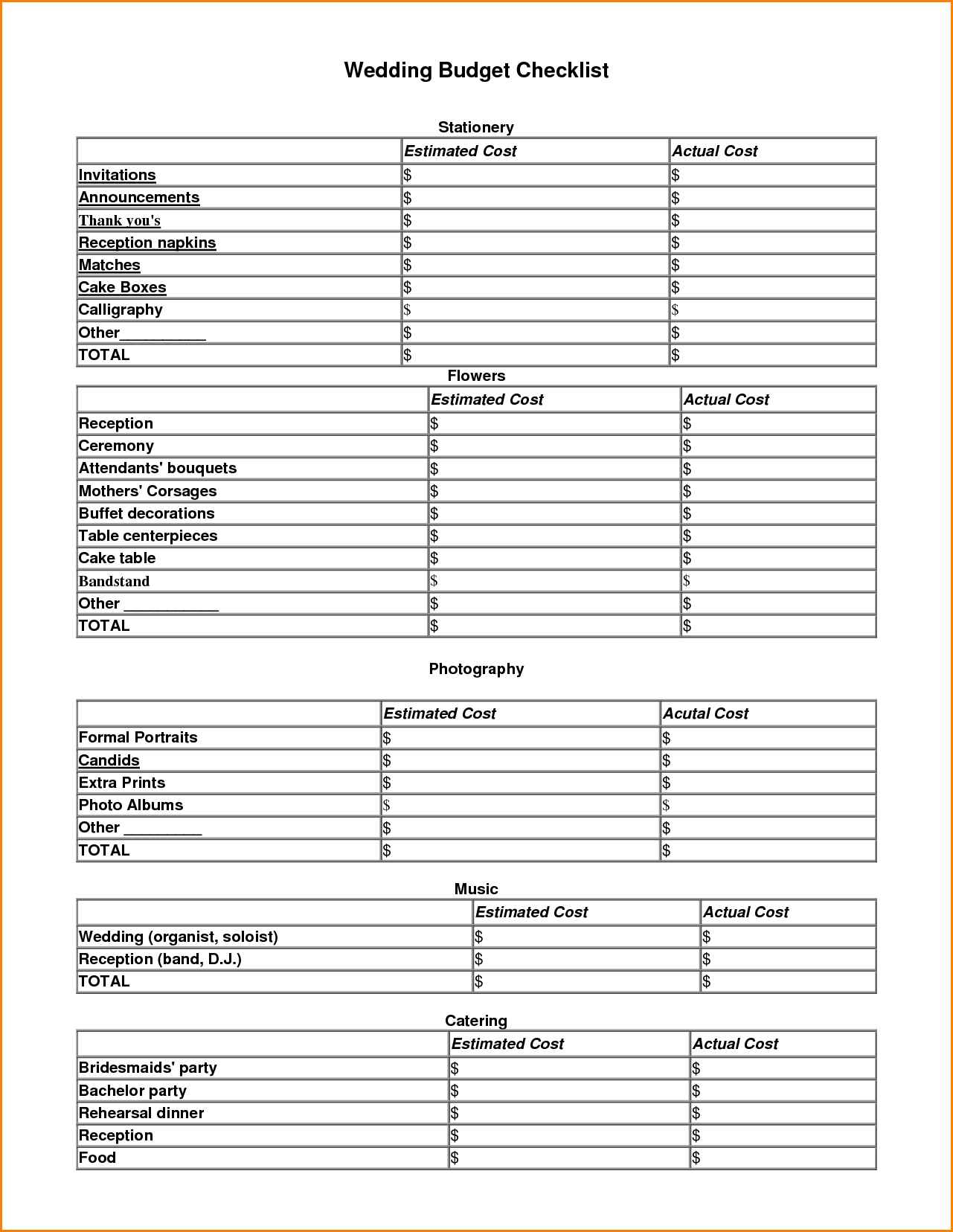 Wedding Budget Spreadsheet The Knot — Db 7780