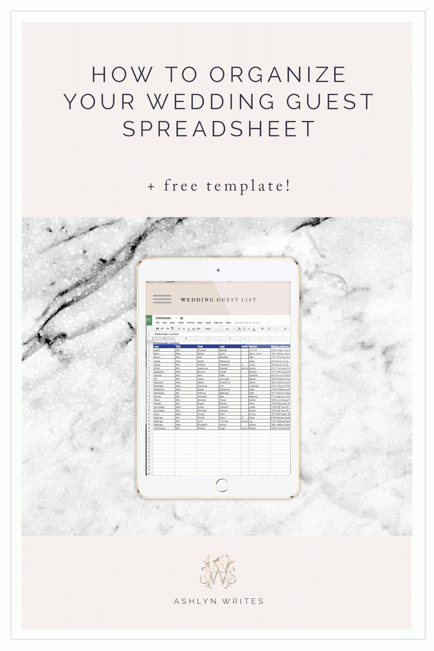 Wedding Guest List Spreadsheet Intended For 7 Free Wedding Guest List Templates And Managers