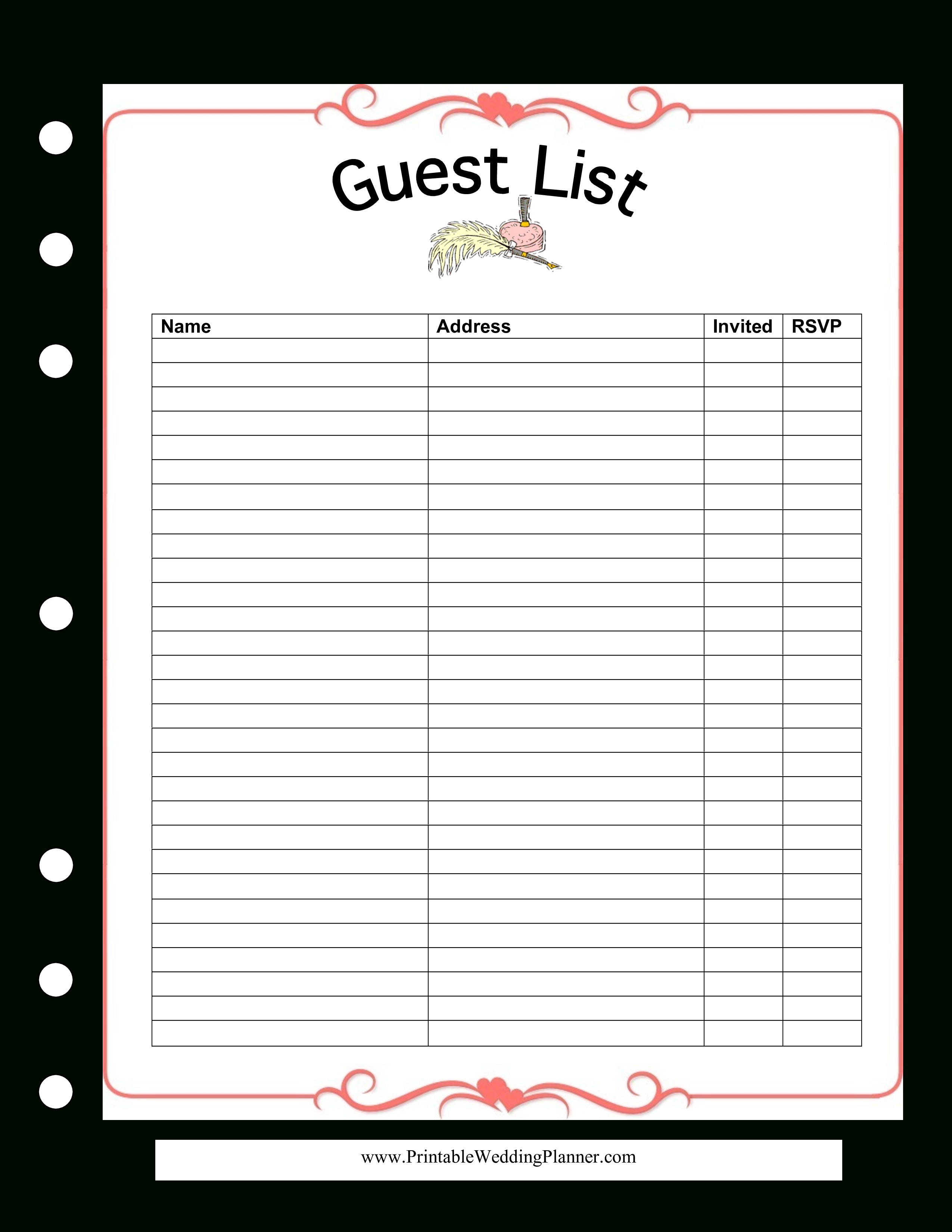 Wedding Guest List Spreadsheet Pertaining To Free Wedding Guest List Spreadsheet  Templates At