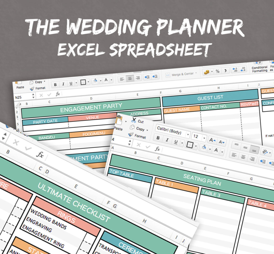 Wedding Planner Excel Spreadsheet Intended For Wedding Planner Spreadsheet, Excel Wedding Planner, Organiser