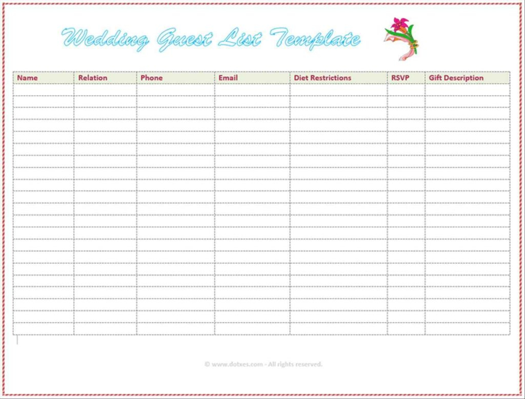 Printable Wedding Rsvp Checklist